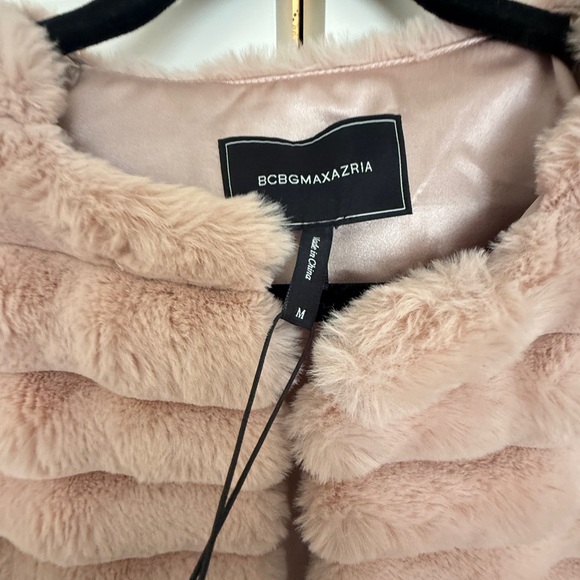 BCBG Elegant Pink Faux Fur Jacket - Picture 6 of 8